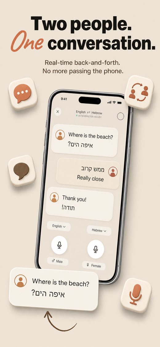 baba screenshot: Conversation mode with two speakers